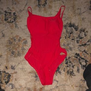 Red one piece swimsuit